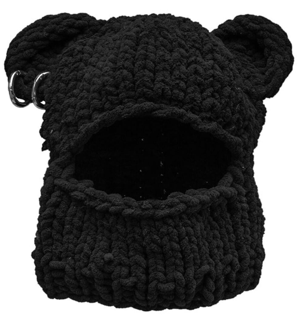 3515 Balaclava Face Mask Y2k Ski Mask Knit Crochet Beanies Hood Hat Scarf 2